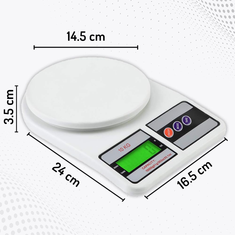 Digital Kitchen Weighing Scale 10 kg, Electronic Weight Machine with LCD Display