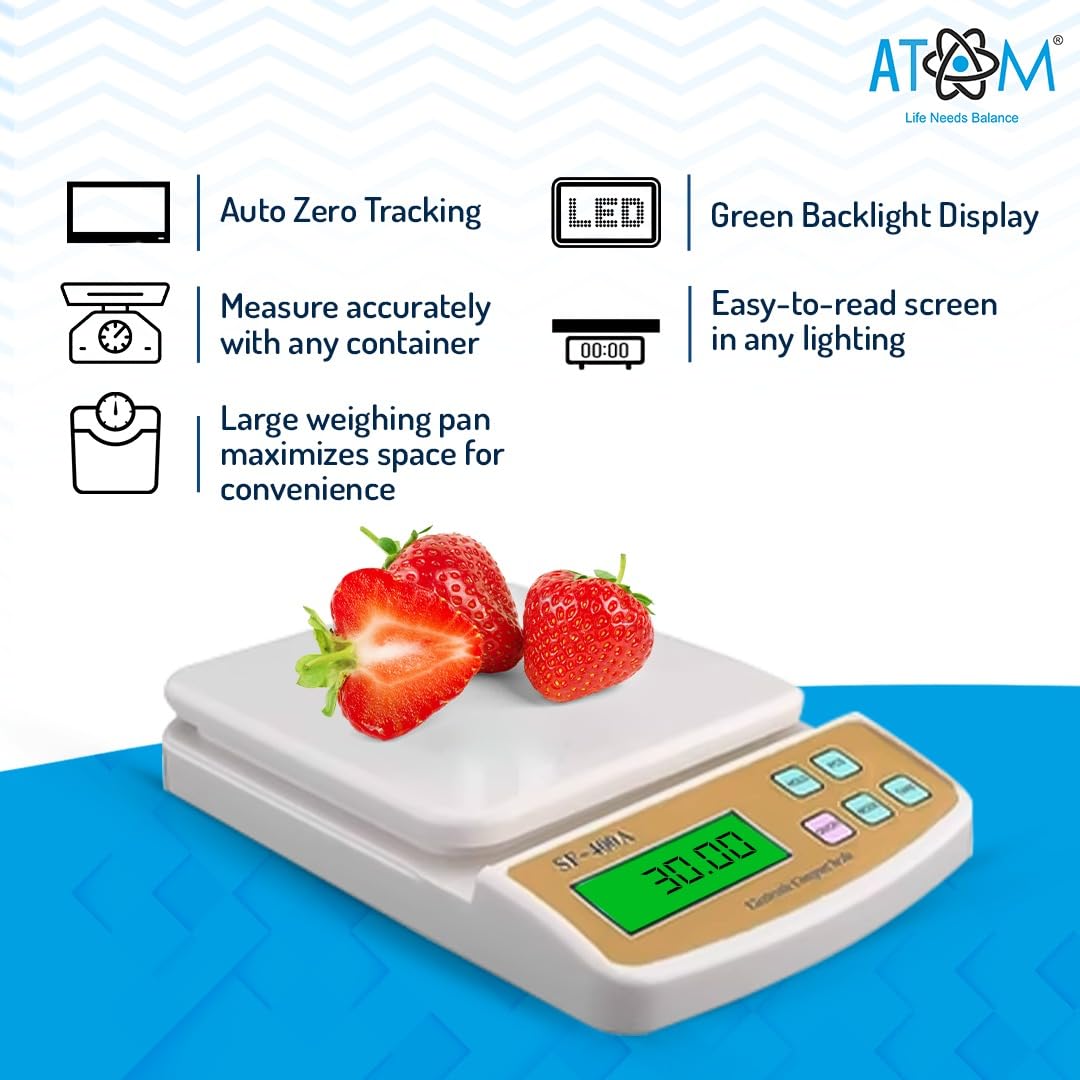 Digital Kitchen Weighing Scale 10 kg, Electronic Weight Machine with LCD Display