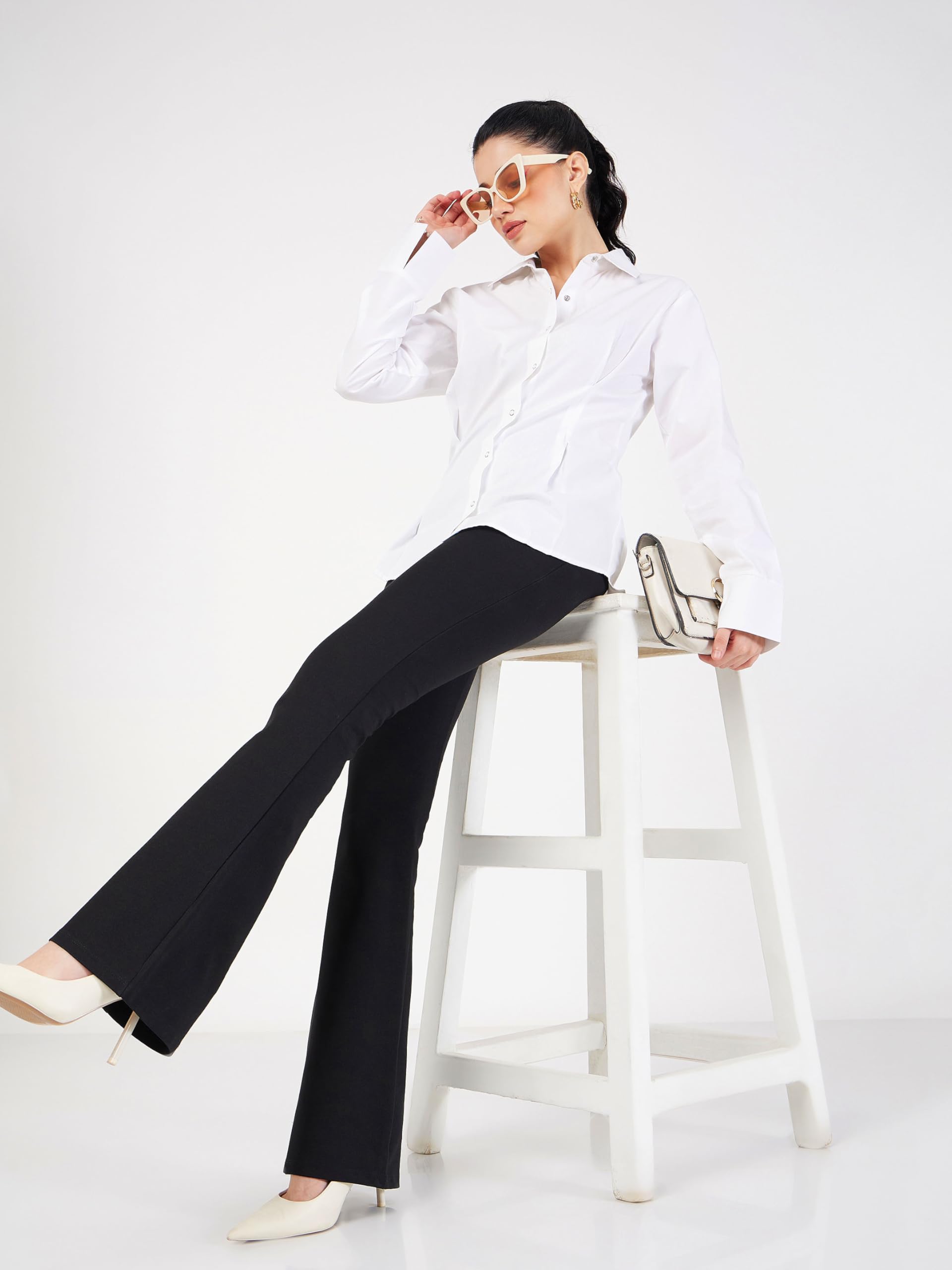 Women’s Bell Bottom Slim Fit Bone Pocket – Bootcut Workwear Casual Pants