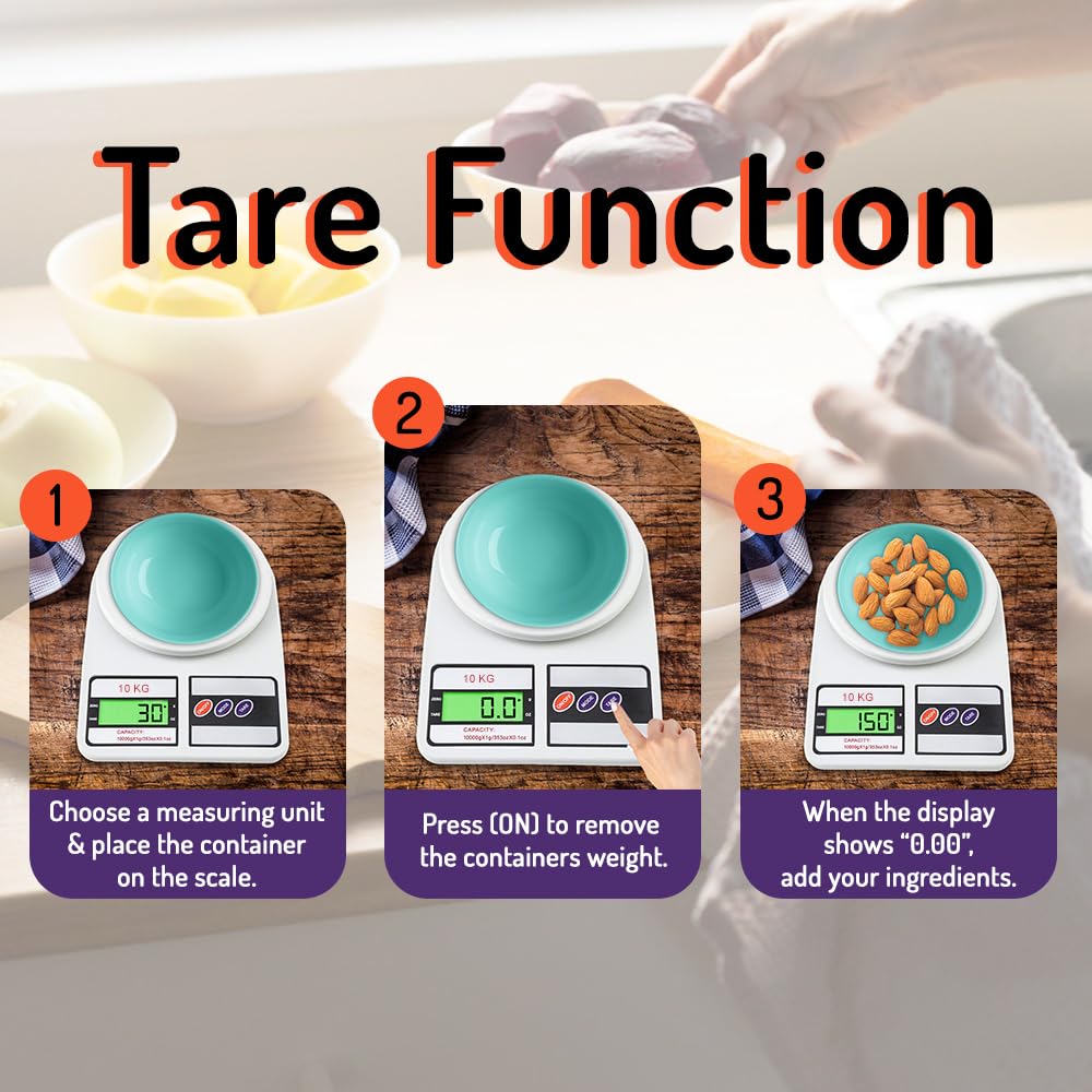 Digital Kitchen Weighing Scale 10 kg, Electronic Weight Machine with LCD Display