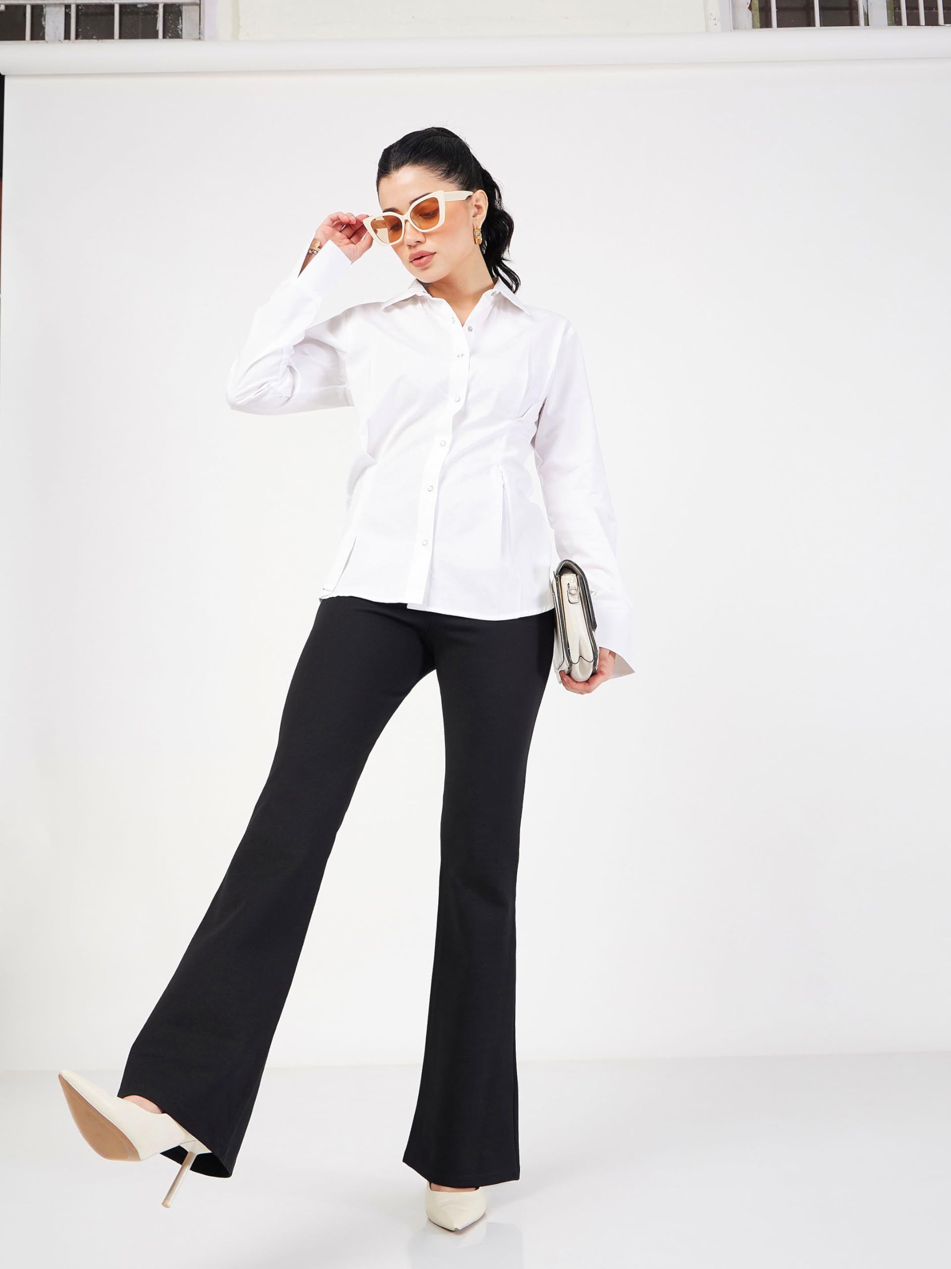Women’s Bell Bottom Slim Fit Bone Pocket – Bootcut Workwear Casual Pants