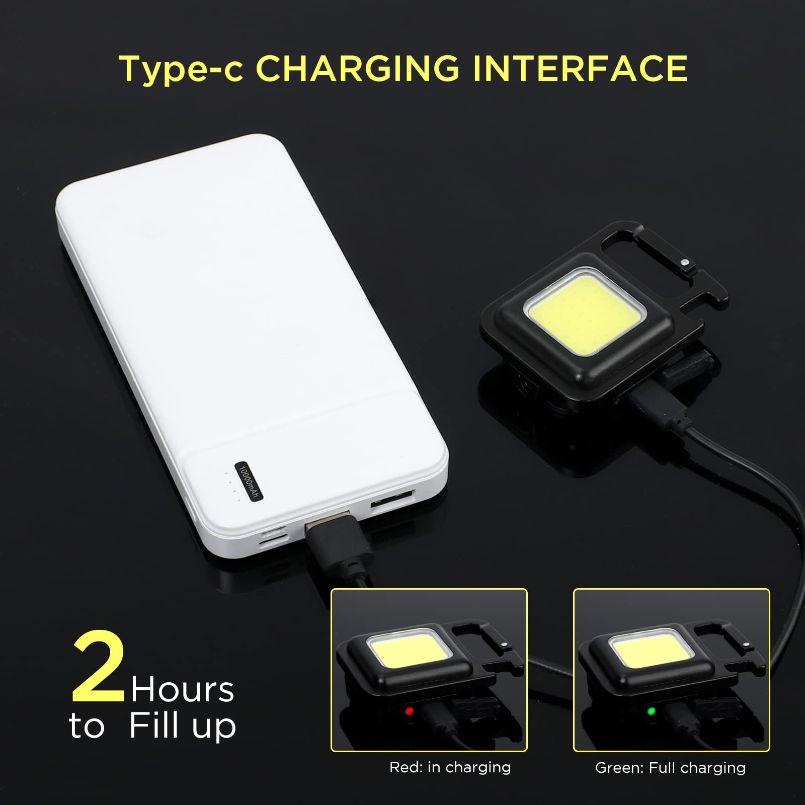 LED Mini Cob Keychain and Magentic Flashlight Portable USB Rechargeable Light