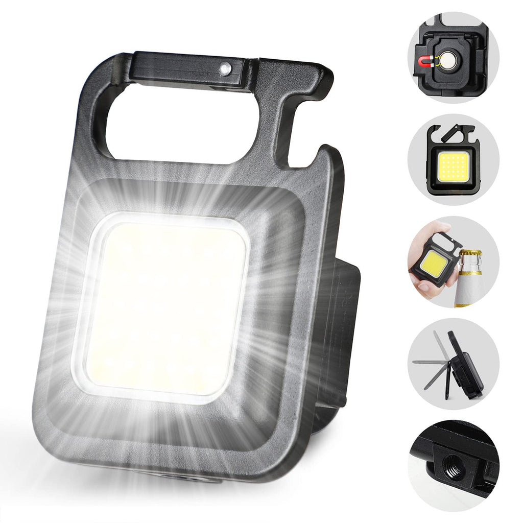 LED Mini Cob Keychain and Magentic Flashlight Portable USB Rechargeable Light