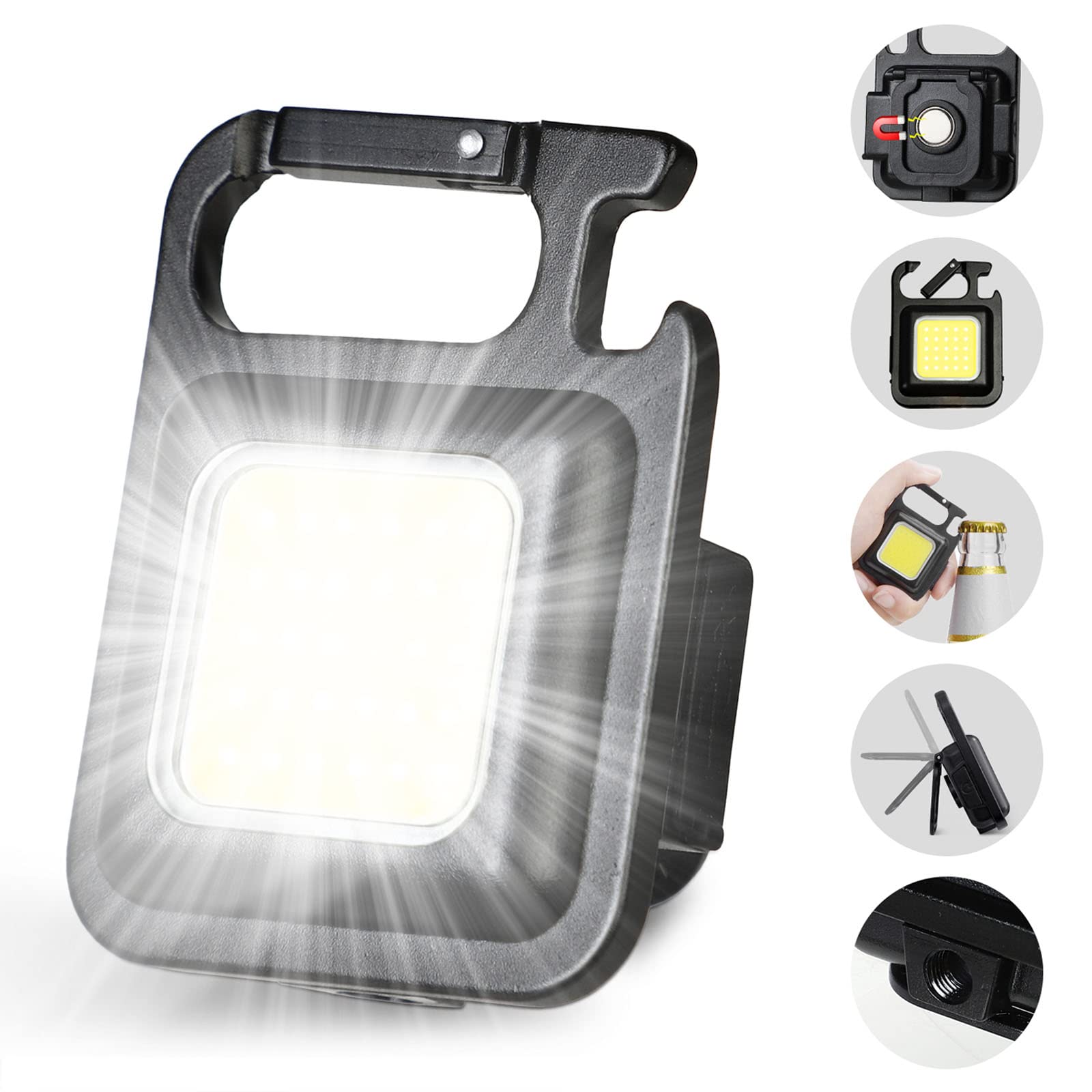 LED Mini Cob Keychain and Magentic Flashlight Portable USB Rechargeable Light
