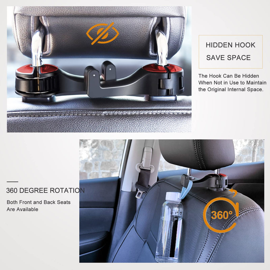 Car Hooks with Phone Holder, Car Seat Hooks for Purses and Bags