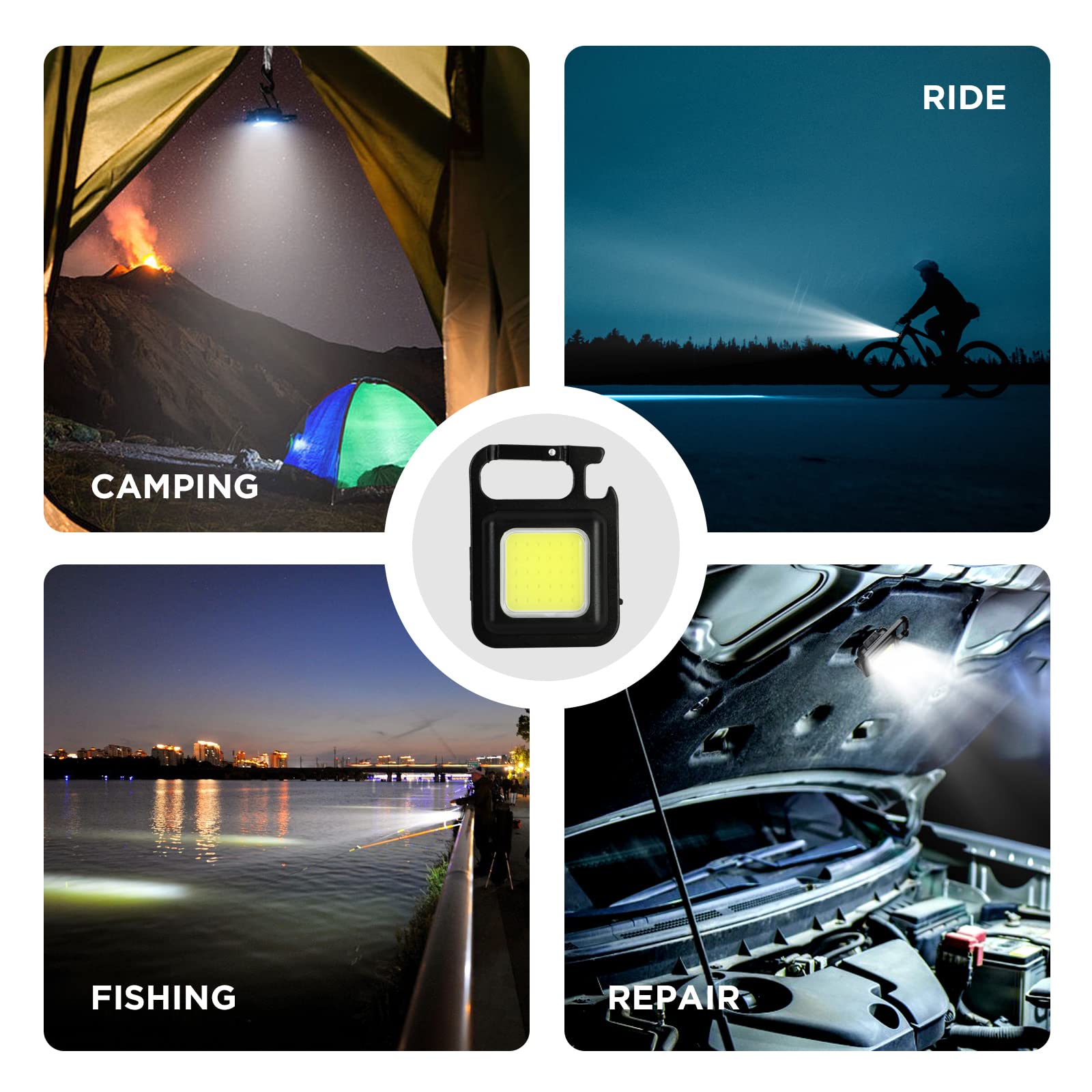 LED Mini Cob Keychain and Magentic Flashlight Portable USB Rechargeable Light