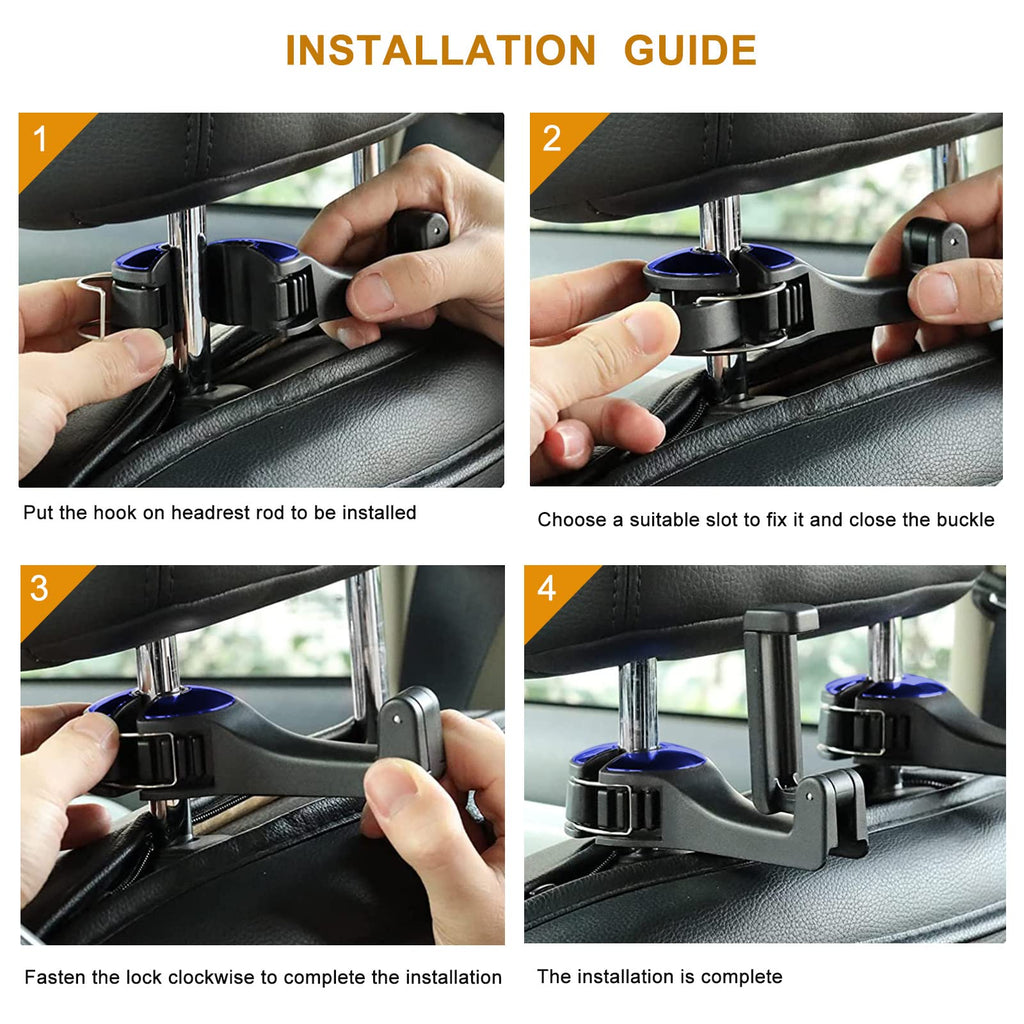 Car Hooks with Phone Holder, Car Seat Hooks for Purses and Bags