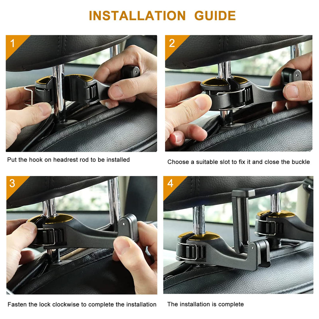 Car Hooks with Phone Holder, Car Seat Hooks for Purses and Bags