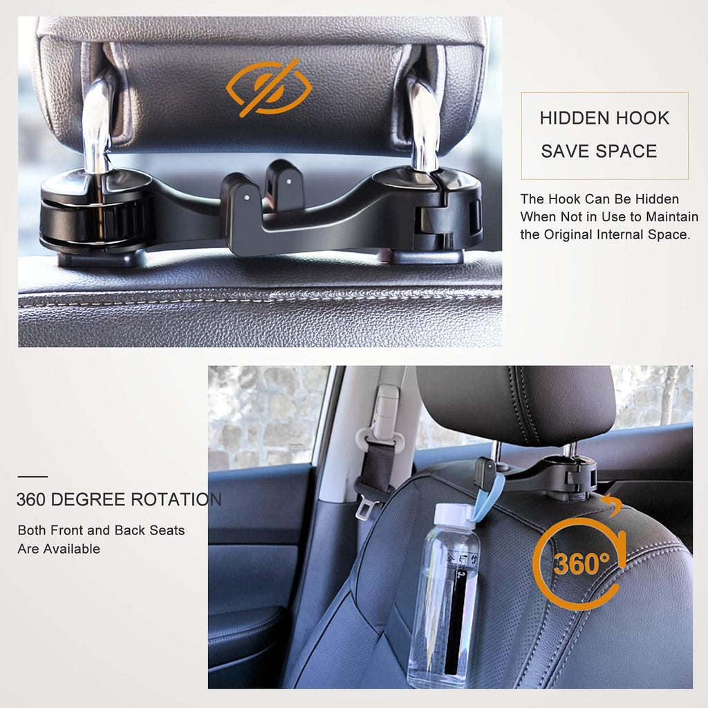 Car Hooks with Phone Holder, Car Seat Hooks for Purses and Bags