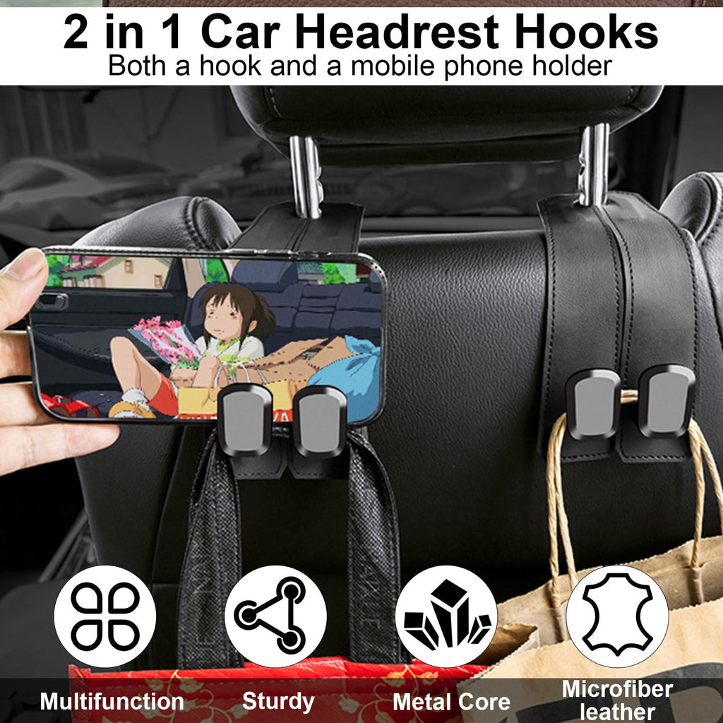 Elegananccy 2 Pack Car Seat Headrest Double Hooks Leather