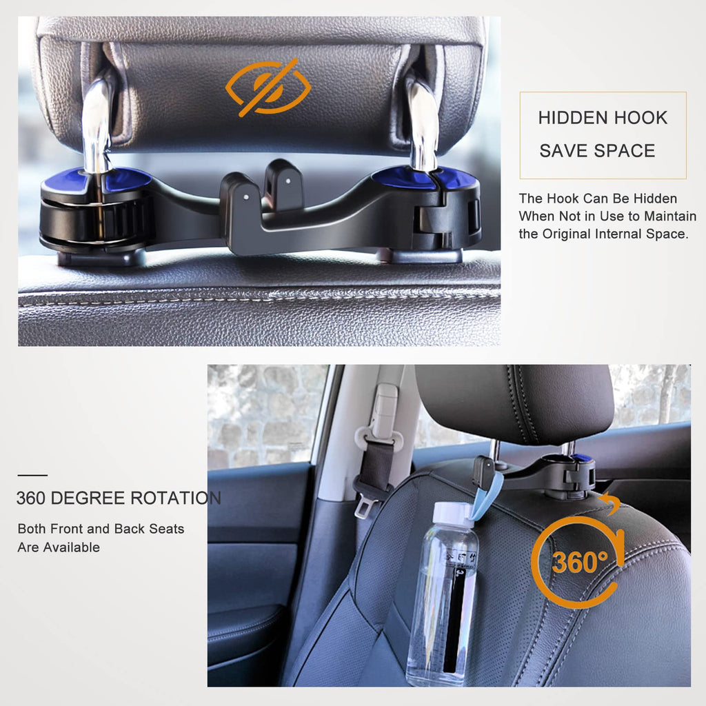 Car Hooks with Phone Holder, Car Seat Hooks for Purses and Bags