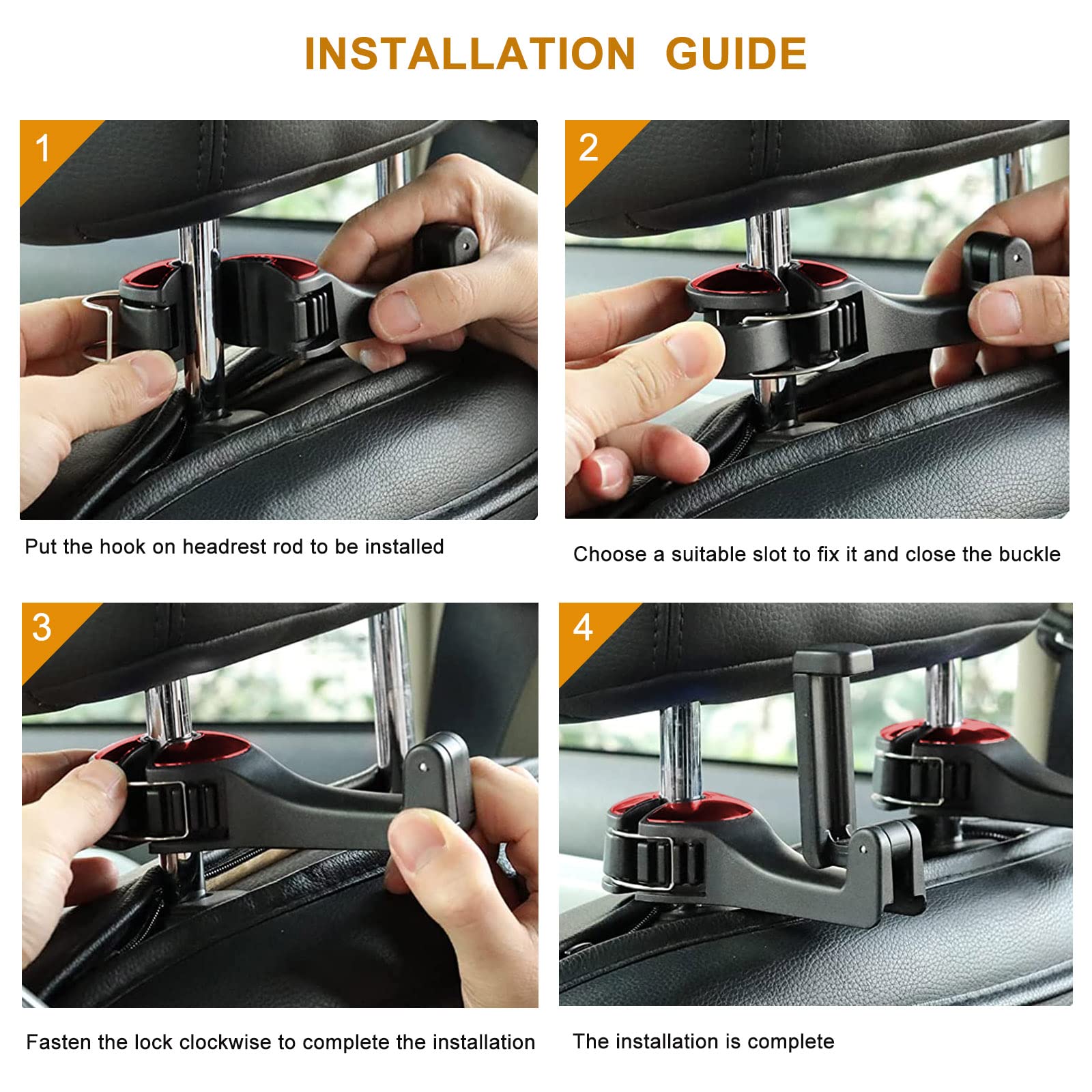 Car Hooks with Phone Holder, Car Seat Hooks for Purses and Bags