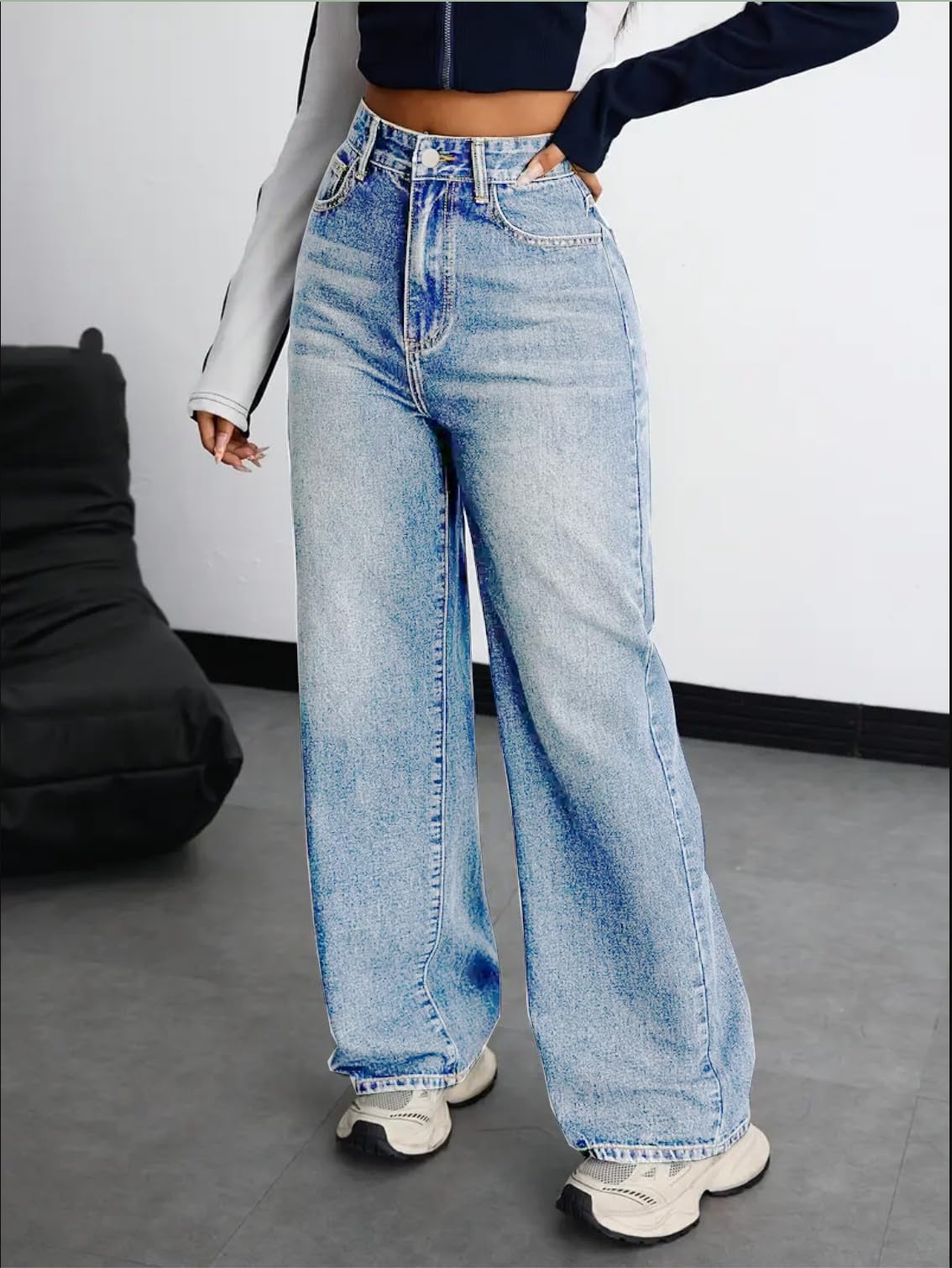Women's Denim Stretchable High Waist Baggy Jeans for Women
