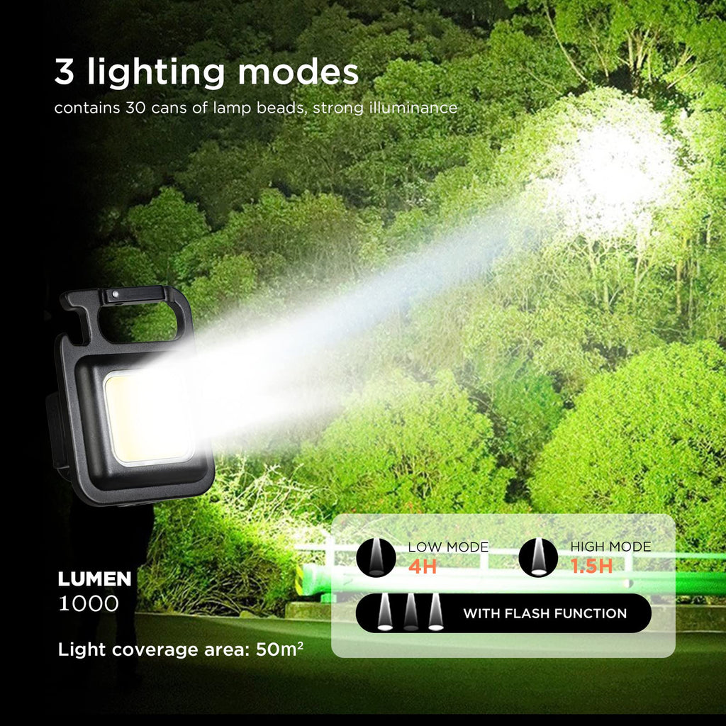 LED Mini Cob Keychain and Magentic Flashlight Portable USB Rechargeable Light