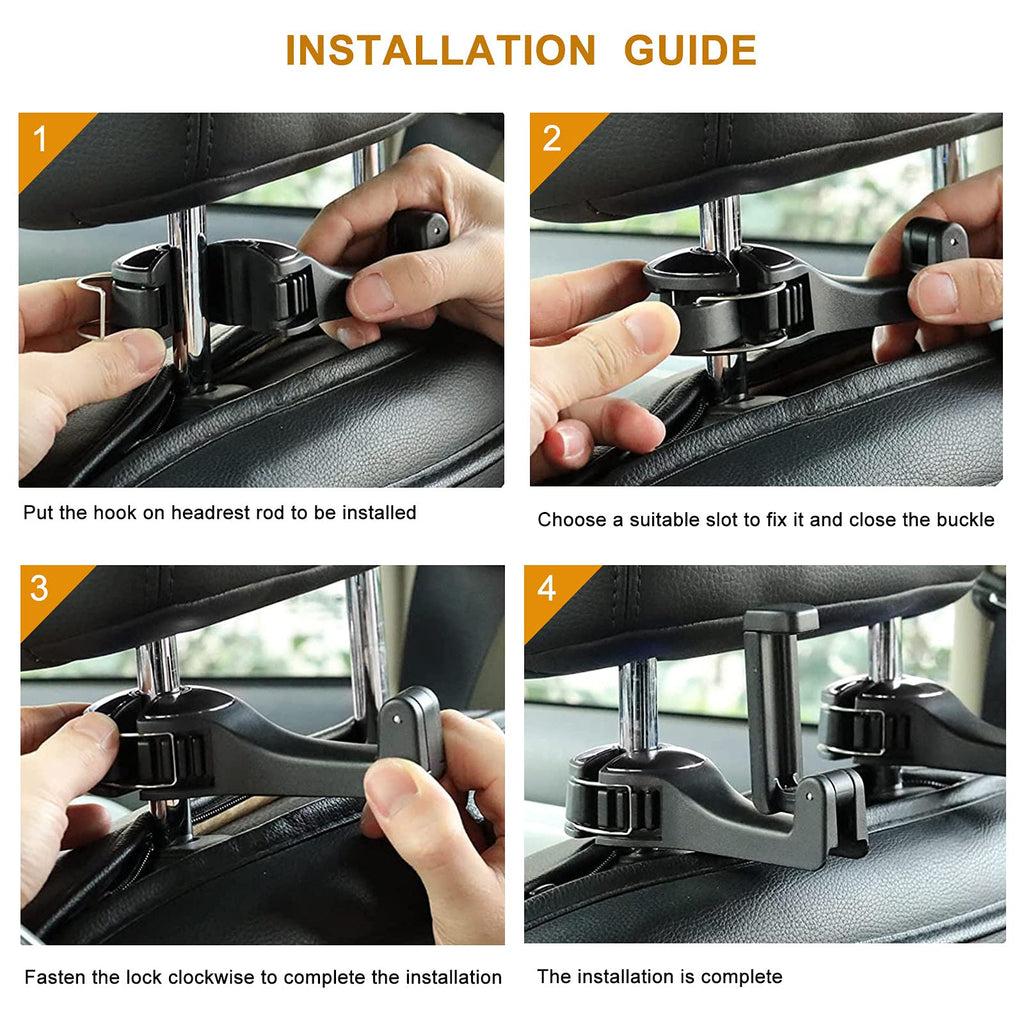 Car Hooks with Phone Holder, Car Seat Hooks for Purses and Bags